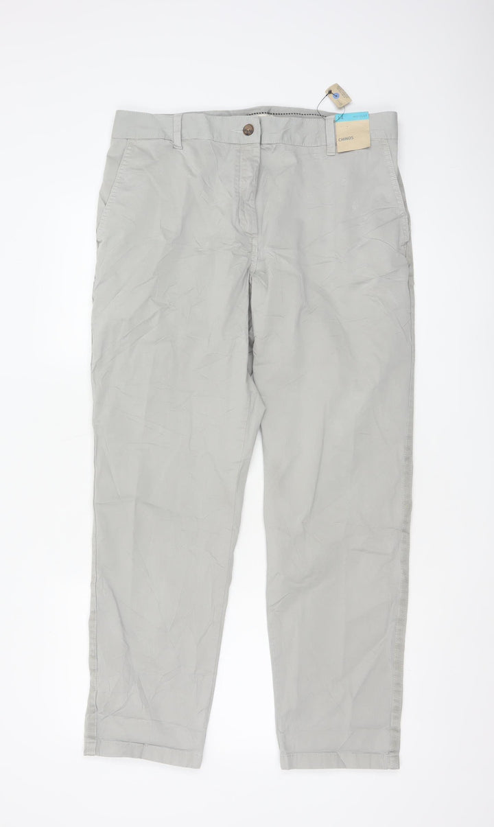 Marks and Spencer Womens Grey Chino Trousers Size 14 Regular Fit