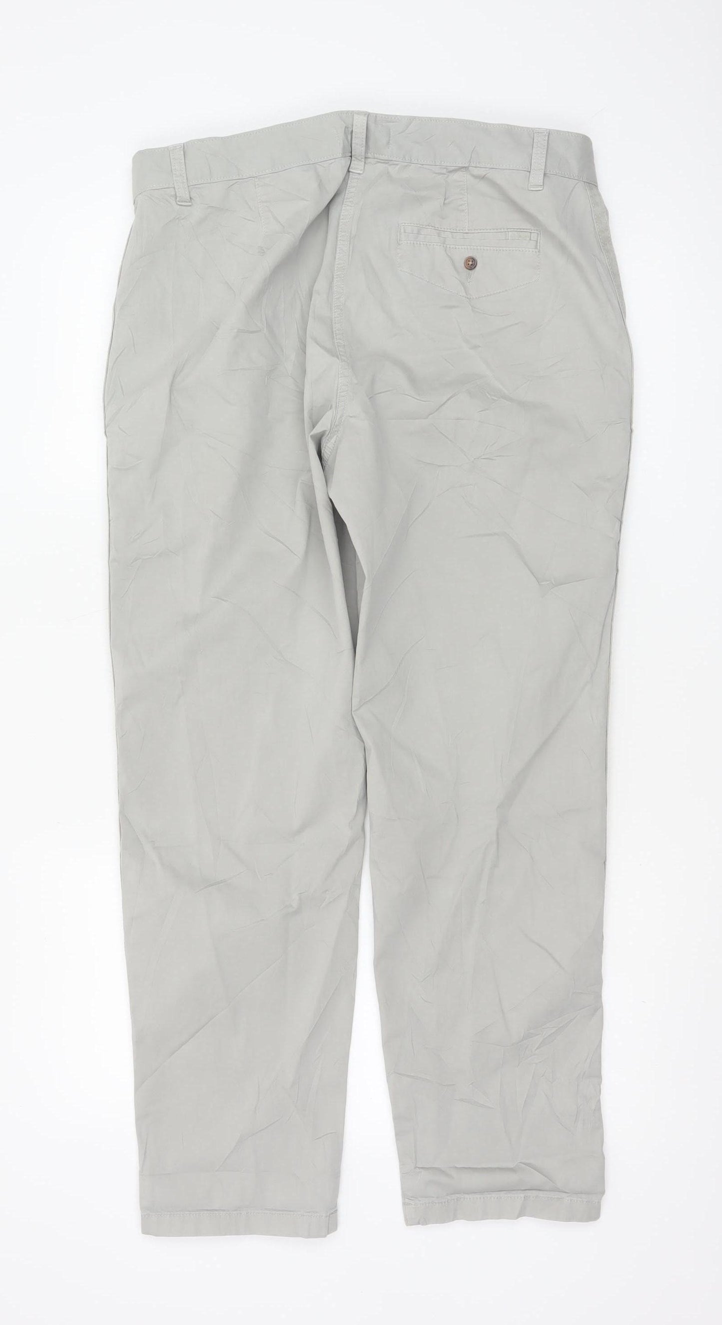 Marks and Spencer Womens Grey Chino Trousers Size 14 Regular Fit