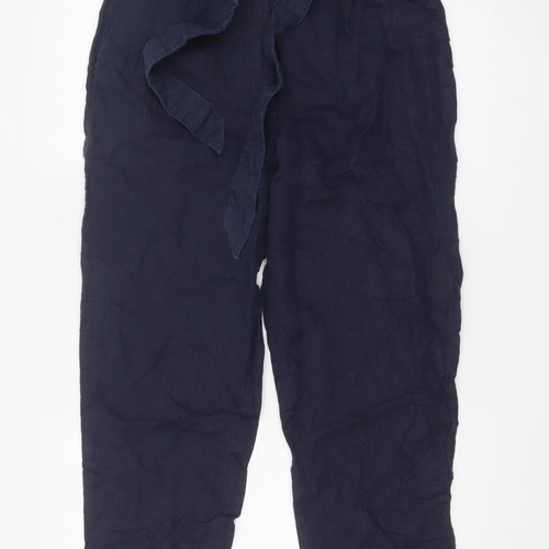 Marks and Spencer Women’s Blue Linen Paperbag Trousers Size 12