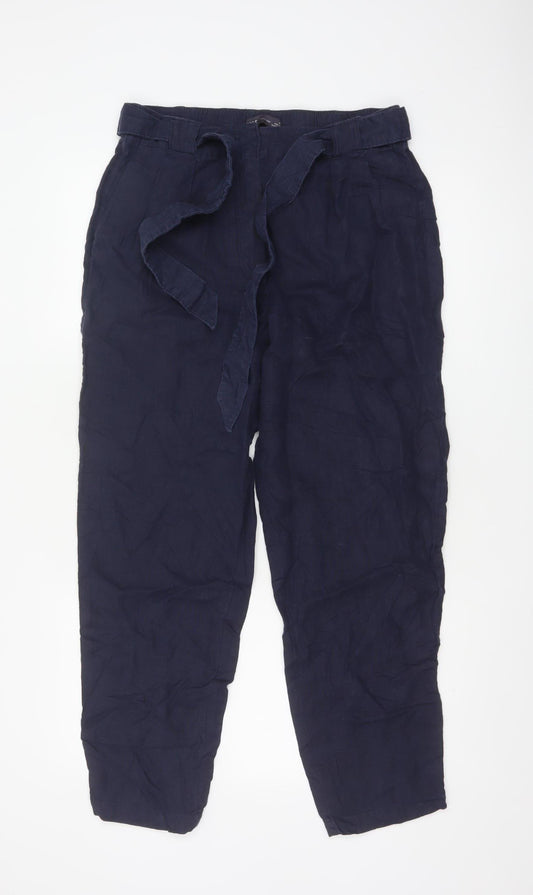 Marks and Spencer Women’s Blue Linen Paperbag Trousers Size 12
