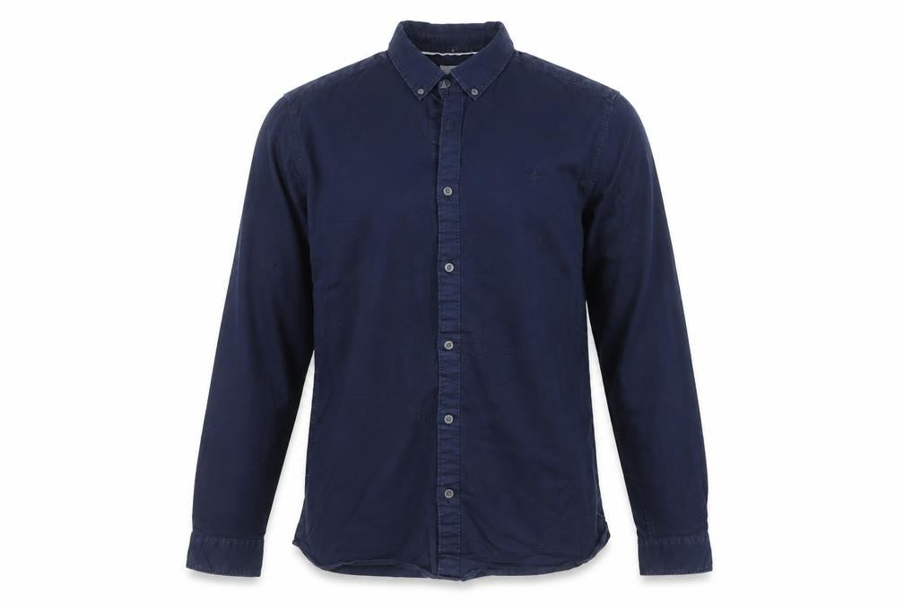 Front view of River Island Men's Blue Slim Fit Button-Down Cotton Shirt M