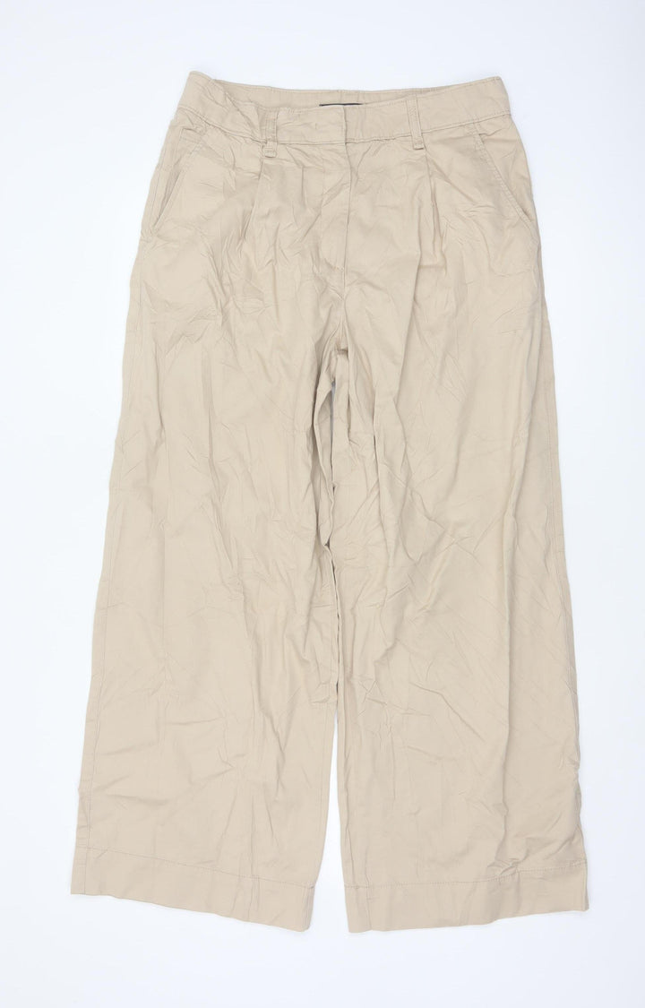 Marks and Spencer Women Beige Chino Wide-Leg Trousers Size 12
