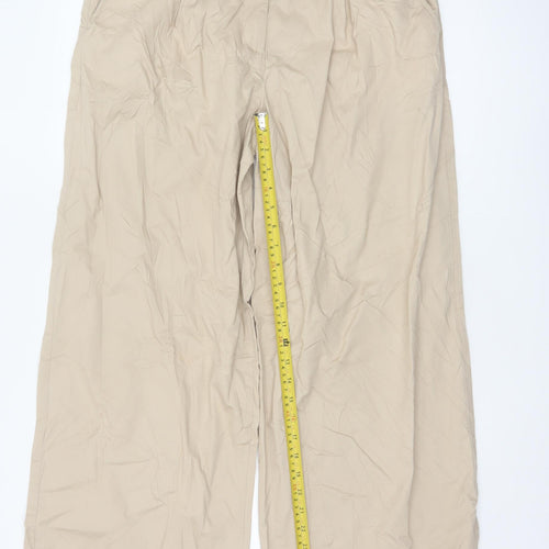 Marks and Spencer Women Beige Chino Wide-Leg Trousers Size 12