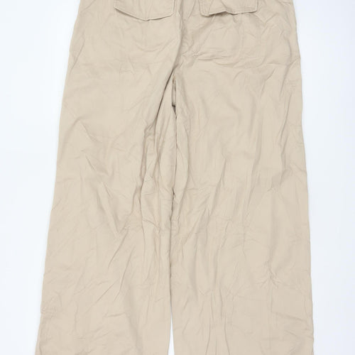 Marks and Spencer Women Beige Chino Wide-Leg Trousers Size 12