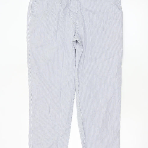 Marks and Spencer Women's Blue Striped Chino Trousers Size 12 Short