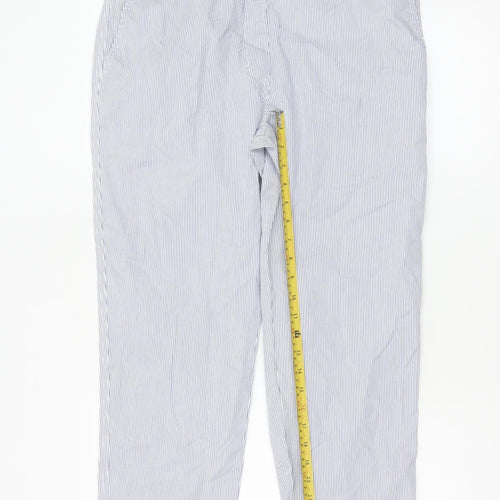 Marks and Spencer Women's Blue Striped Chino Trousers Size 12 Short