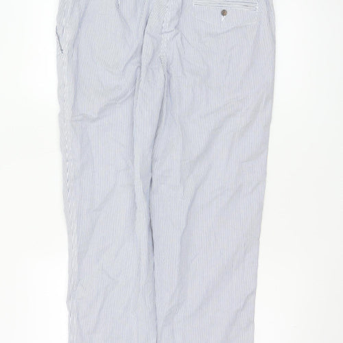 Marks and Spencer Women's Blue Striped Chino Trousers Size 12 Short