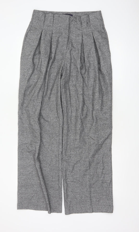 Marks and Spencer Women's Grey Pleated Wide-Leg Trousers Size 12