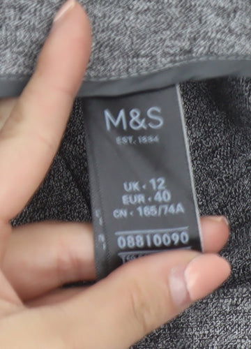 Marks and Spencer Women's Grey Pleated Wide-Leg Trousers Size 12