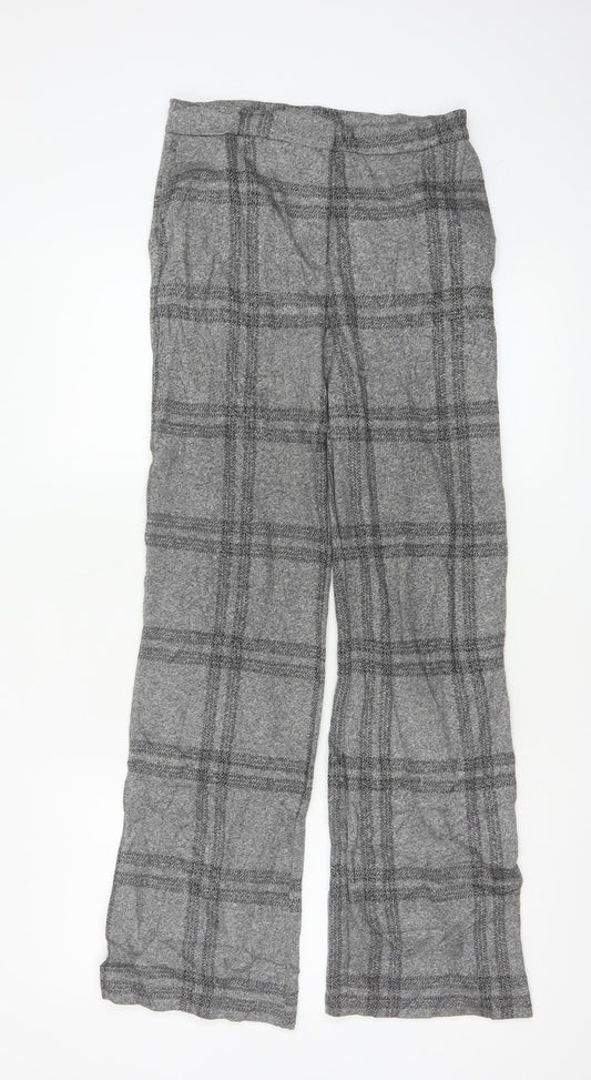 Next Women’s Grey Check Wide-Leg Trousers Size 6
