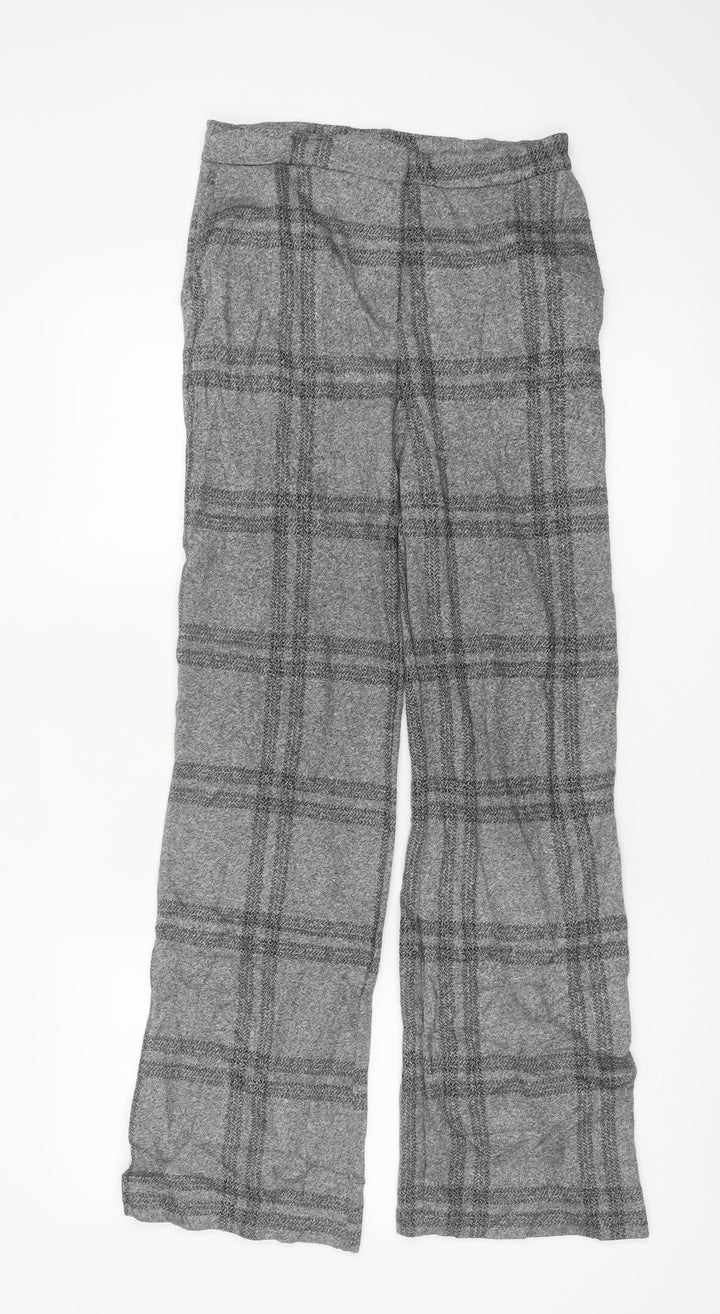Next Women’s Grey Check Wide-Leg Trousers Size 6