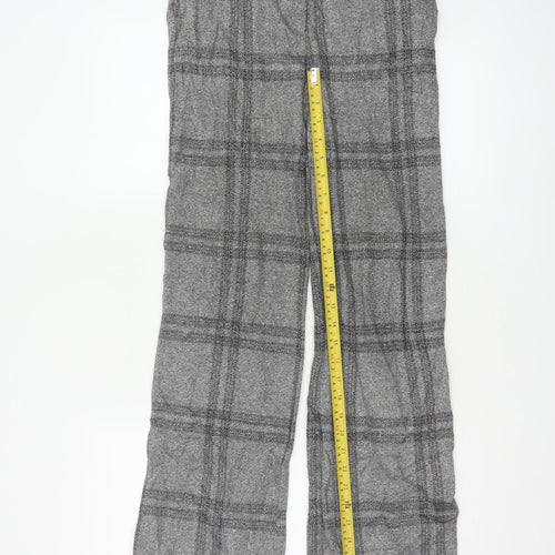 Next Women’s Grey Check Wide-Leg Trousers Size 6