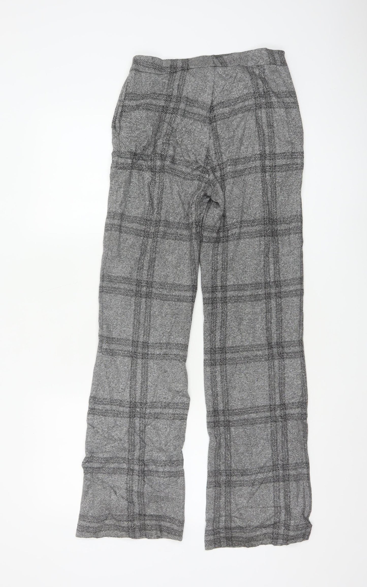 Next Women’s Grey Check Wide-Leg Trousers Size 6