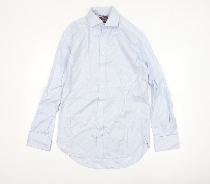 Marks and Spencer Men's Blue Regular Fit Luxury Cotton Dress Shirt 14.5”