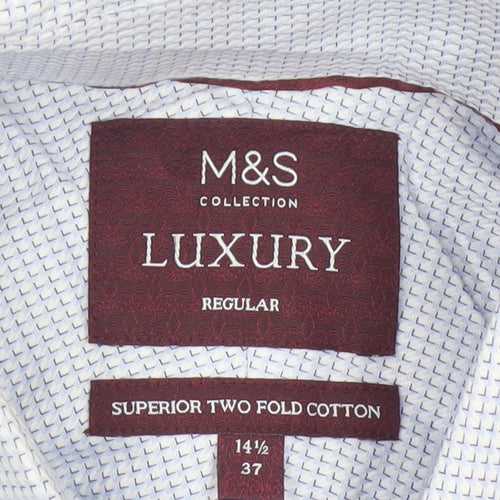 Marks and Spencer Men's Blue Regular Fit Luxury Cotton Dress Shirt 14.5”