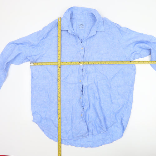 Marks and Spencer Women’s Blue Pure Linen Long Sleeve Button-Up Shirt Size 14