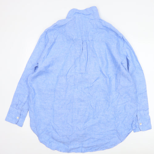 Marks and Spencer Women’s Blue Pure Linen Long Sleeve Button-Up Shirt Size 14