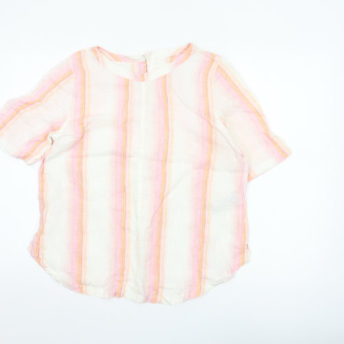 Marks and Spencer Women’s Multicoloured Linen Striped Tunic Blouse Size 12
