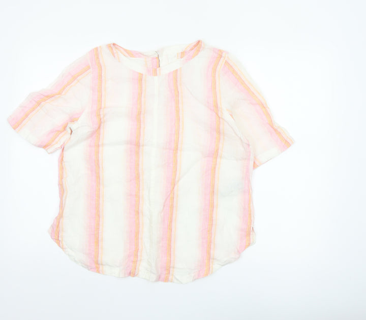 Marks and Spencer Women’s Multicoloured Linen Striped Tunic Blouse Size 12