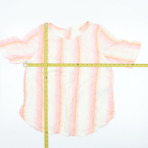 Marks and Spencer Women’s Multicoloured Linen Striped Tunic Blouse Size 12