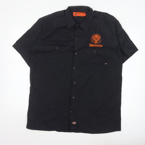 Dickies Men’s Black Jägermeister Work Shirt L Short Sleeve Button-Up