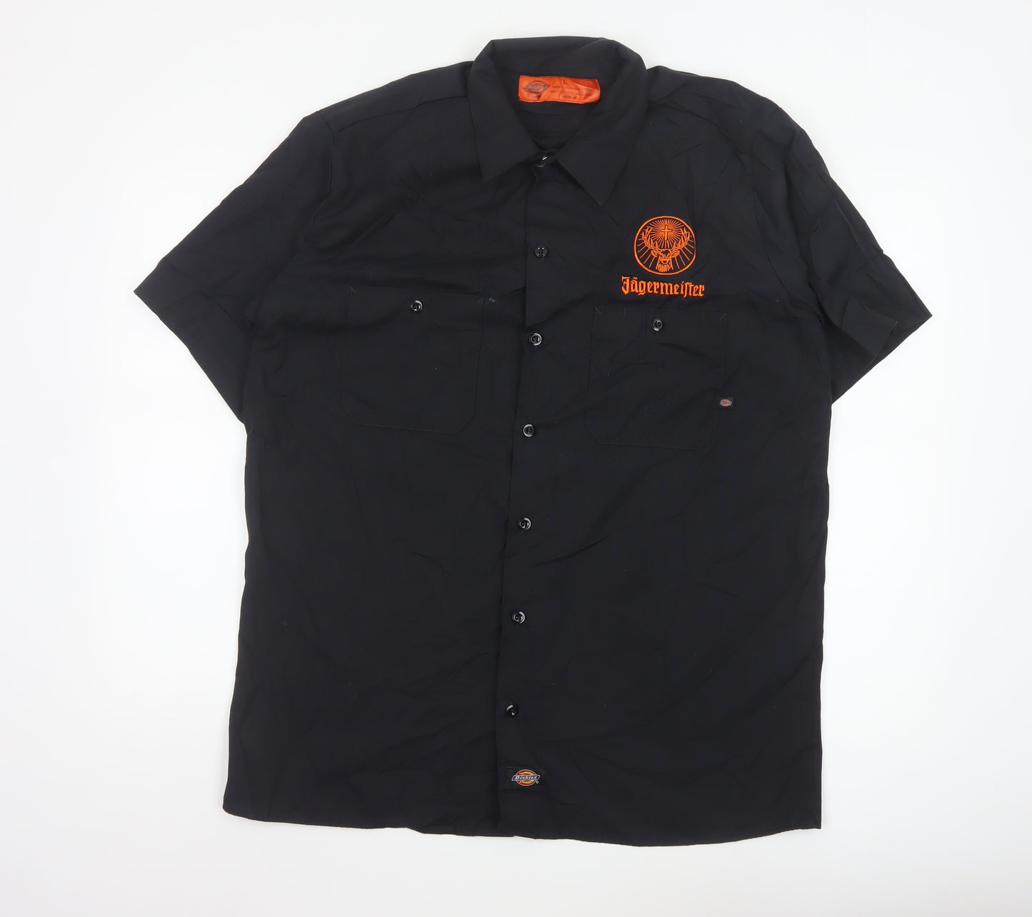 Dickies Men’s Black Jägermeister Work Shirt L Short Sleeve Button-Up