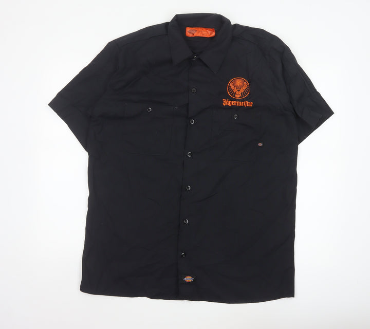 Dickies Men’s Black Jägermeister Work Shirt L Short Sleeve Button-Up