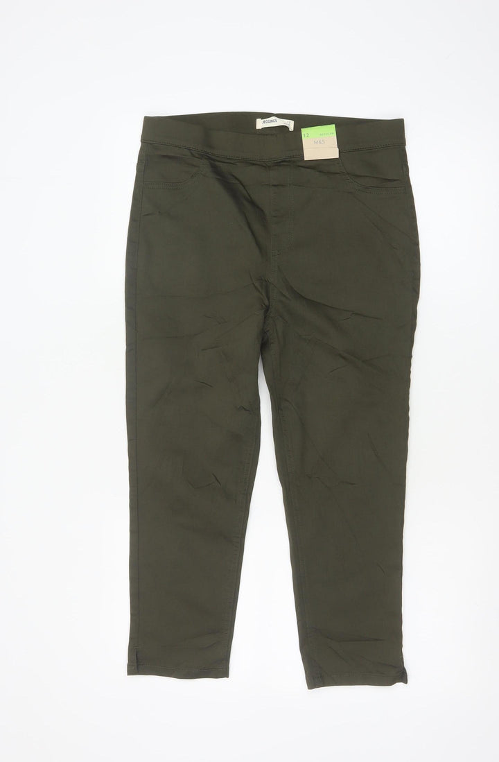 Marks and Spencer Womens Green Size 12 Jegging Trousers Regular Fit