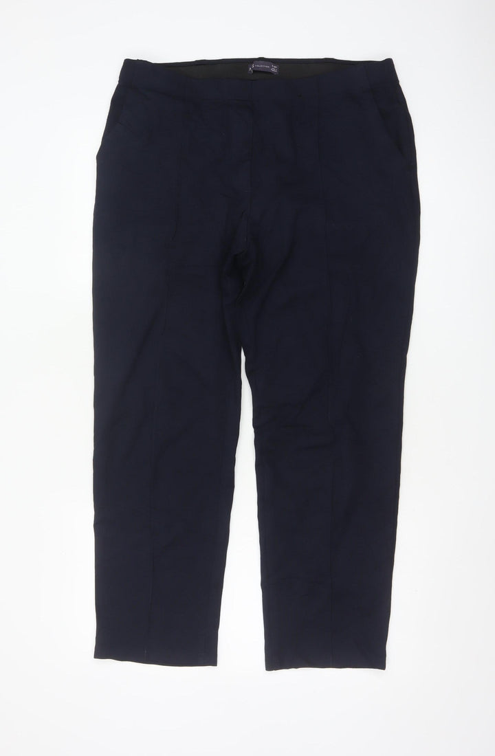 Marks and Spencer Women Blue Size 16 Straight Leg Stretch Trousers
