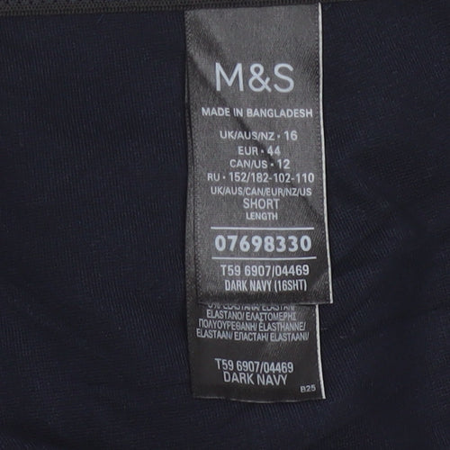 Marks and Spencer Women Blue Size 16 Straight Leg Stretch Trousers