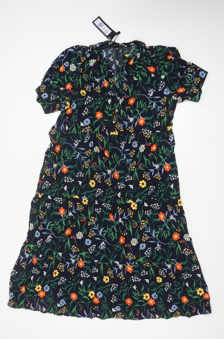 Marks and Spencer Women's Petite Floral Midi A-Line Dress Size 8