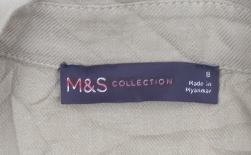 Marks and Spencer Women Beige Linen Blend Short Sleeve Jumpsuit Size 8