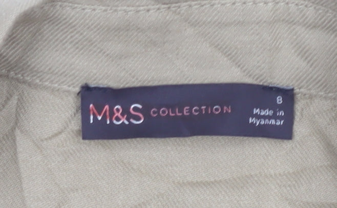 Marks and Spencer Women Beige Linen Blend Short Sleeve Jumpsuit Size 8