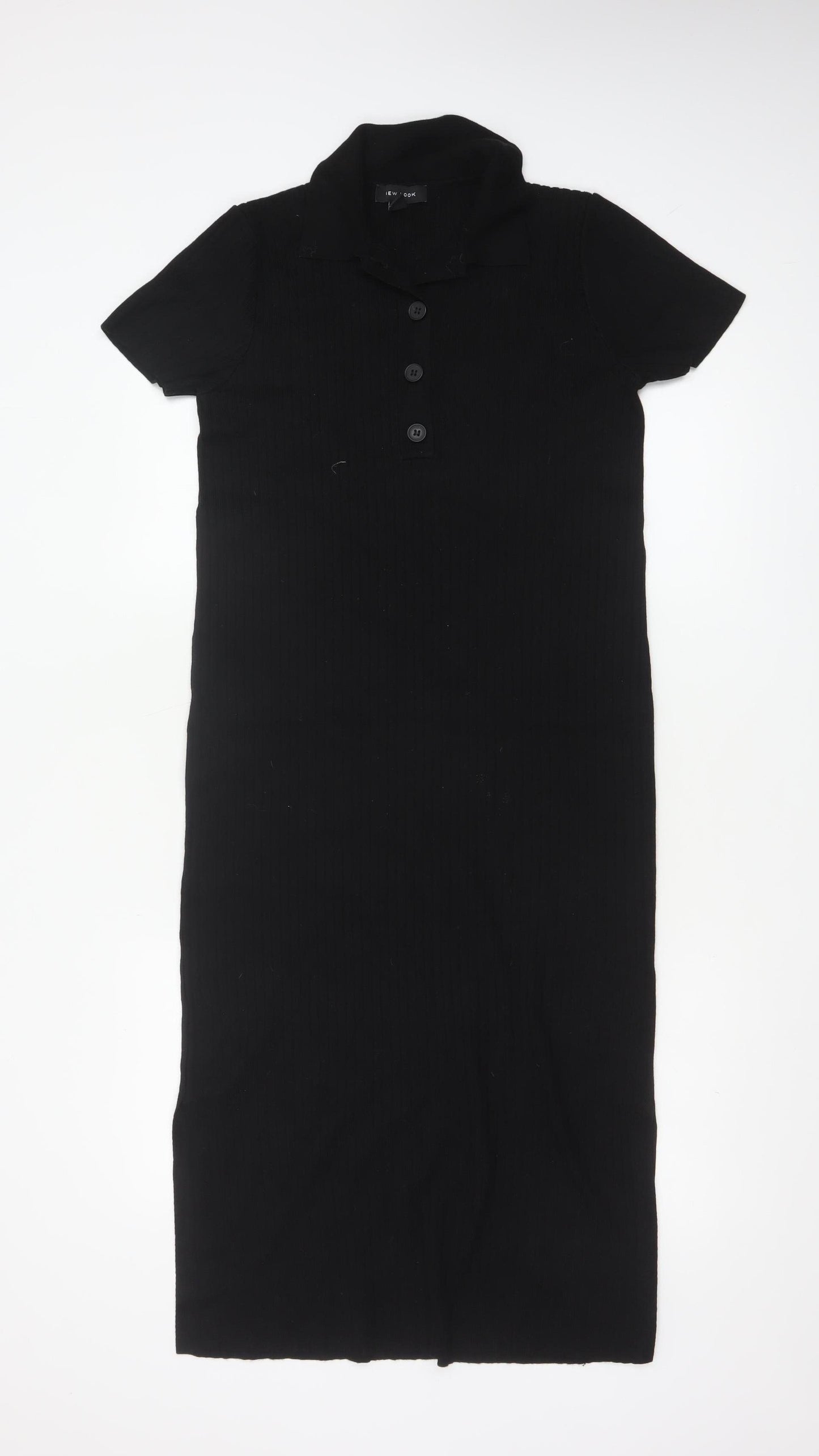 New Look Women's Black Collared Bodycon Midi Dress Size 8