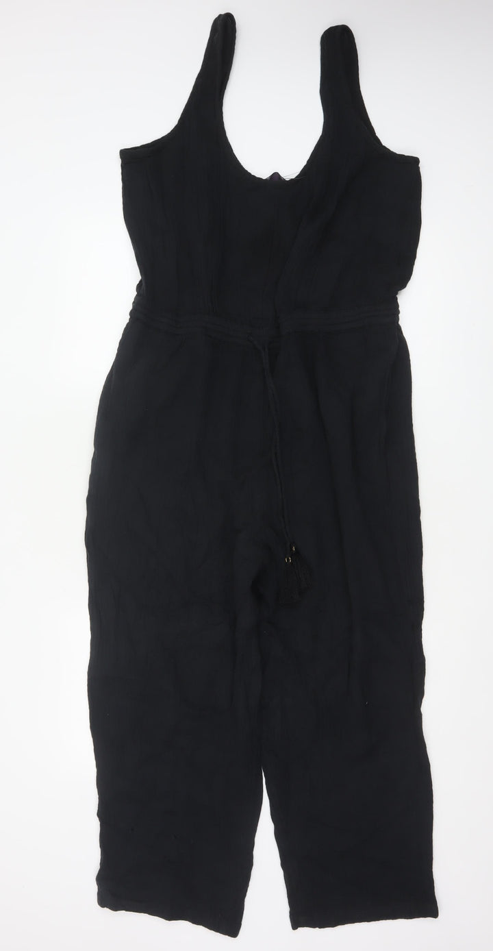 Marks and Spencer Women Black Cotton Sleeveless Jumpsuit Size 14