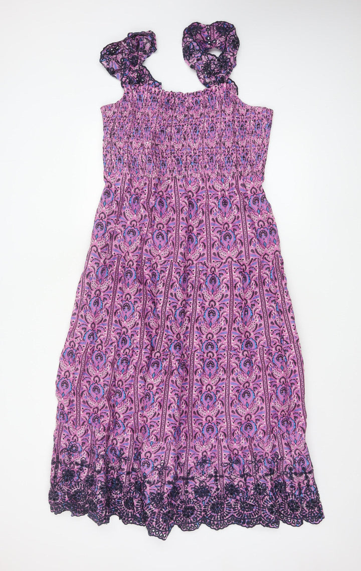 Marks and Spencer Women’s Pink Paisley A-Line Midi Summer Dress Size 14