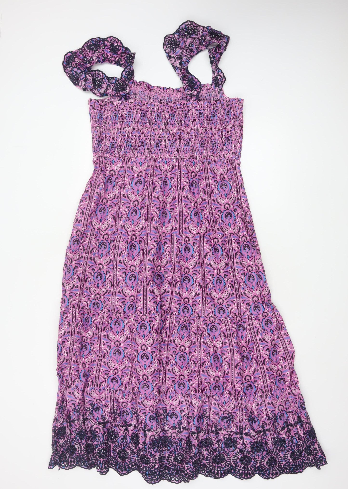 Marks and Spencer Women’s Pink Paisley A-Line Midi Summer Dress Size 14