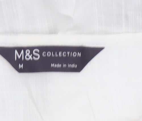 Marks and Spencer Women’s White Embroidered Bohemian Cotton Knee Length Dress M