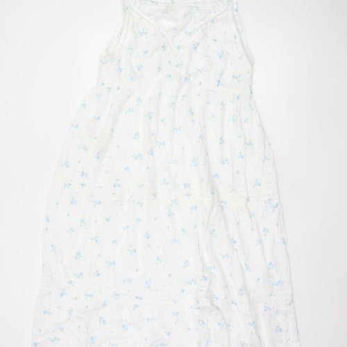 Marks and Spencer Womens White Floral Lace Trim Chemise Nightdress S