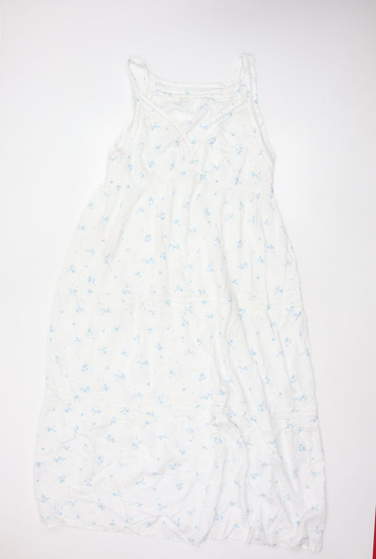 Marks and Spencer Womens White Floral Lace Trim Chemise Nightdress S