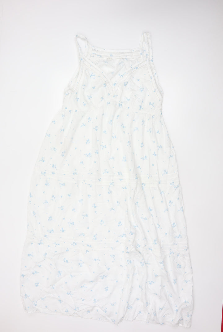 Marks and Spencer Womens White Floral Lace Trim Chemise Nightdress S