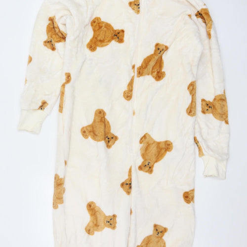 Marks and Spencer Women Ivory Bear Fleece Hooded Onesie S