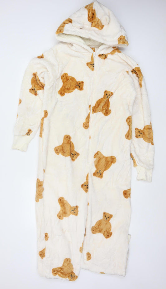 Marks and Spencer Women Ivory Bear Fleece Hooded Onesie S