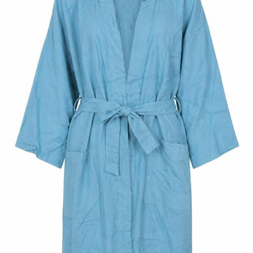 Day Dreams Duvet Days Womens Blue Cotton Kimono Robe Size S
