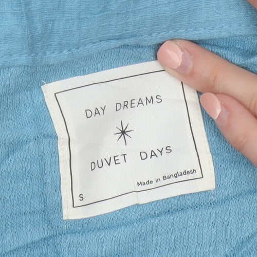 Day Dreams Duvet Days Womens Blue Cotton Kimono Robe Size S