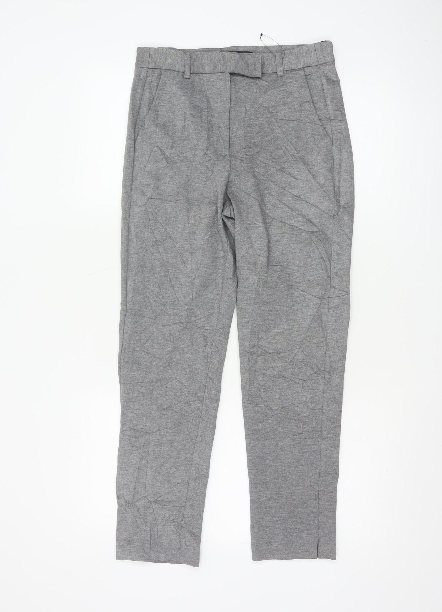 Marks and Spencer Womens Grey Size 8 Short Slim Fit Jersey Trousers