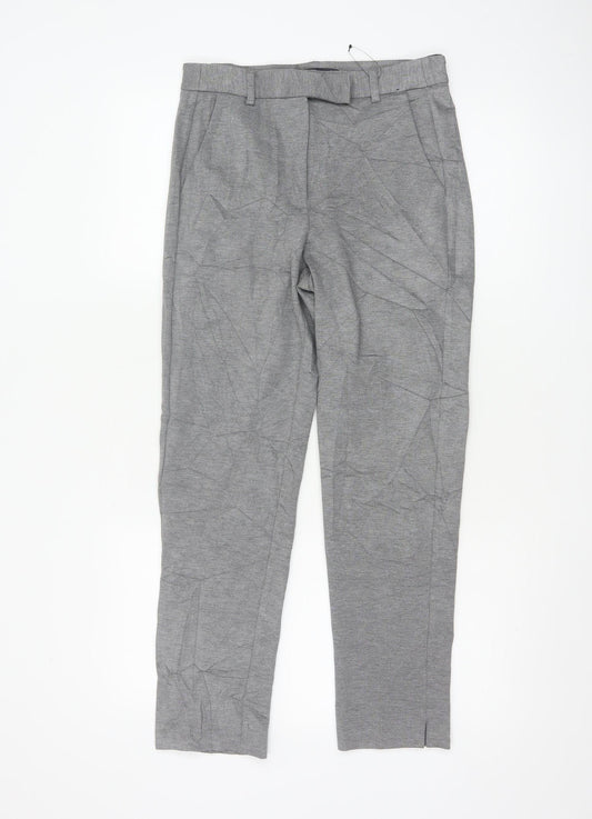 Marks and Spencer Womens Grey Size 8 Short Slim Fit Jersey Trousers