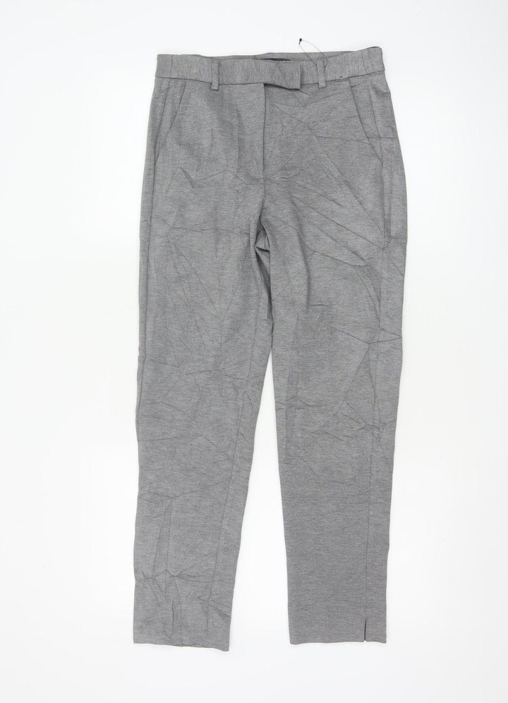 Marks and Spencer Womens Grey Size 8 Short Slim Fit Jersey Trousers