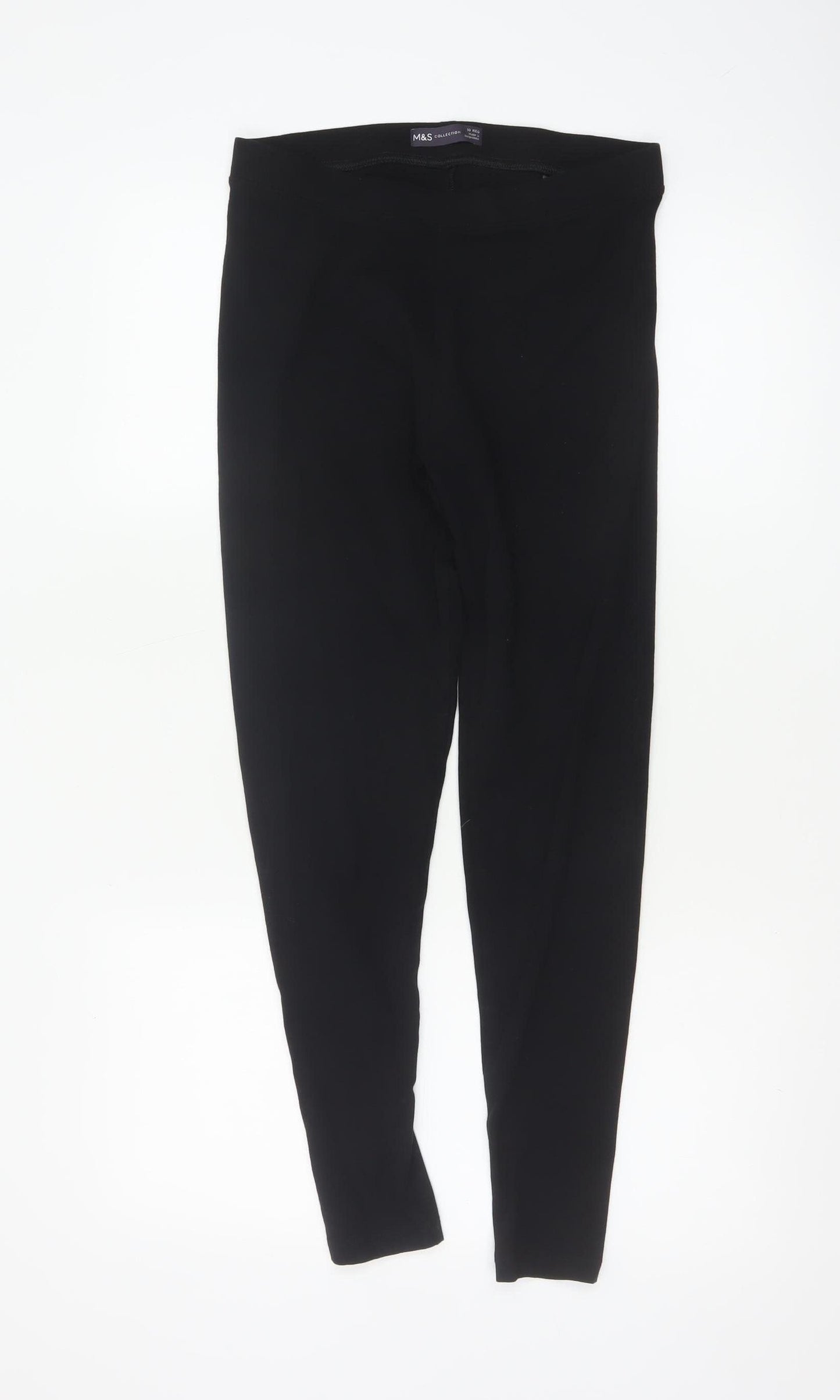 Marks and Spencer Womens Black Size 10 Regular Cotton Leggings