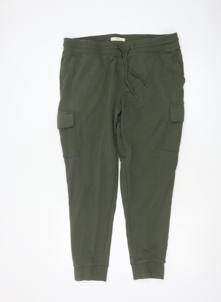 Marks and Spencer Men's Green Cargo Jogger Trousers L Regular Fit